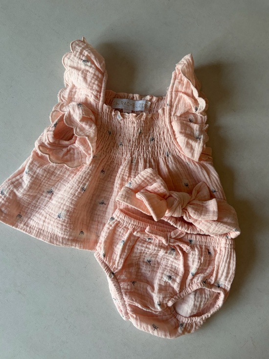 Rachel Zoe Other - Rachel Zoe Peach Ruffle Muslin Dress with Matching Bloomers & Bow
